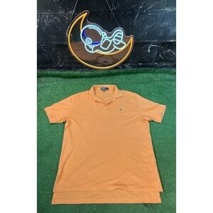 Ralph Lauren‎ Polo Shirt Mens Size Medium Orange Preppy Golf Rugby